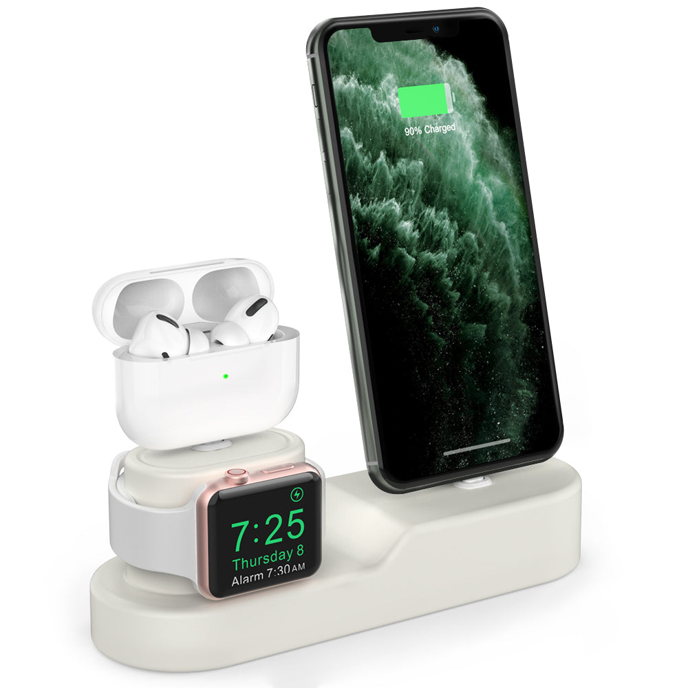AHASTYLE PT28-3 For Apple Watch AirPods iPhone 3-in-1 Silicone Charging Stand Desktop Charging Base AHASTYLE PT28-3 For Apple Watch AirPods iPhone 3-in-1 Silicone Charging Stand Desktop Charging Base